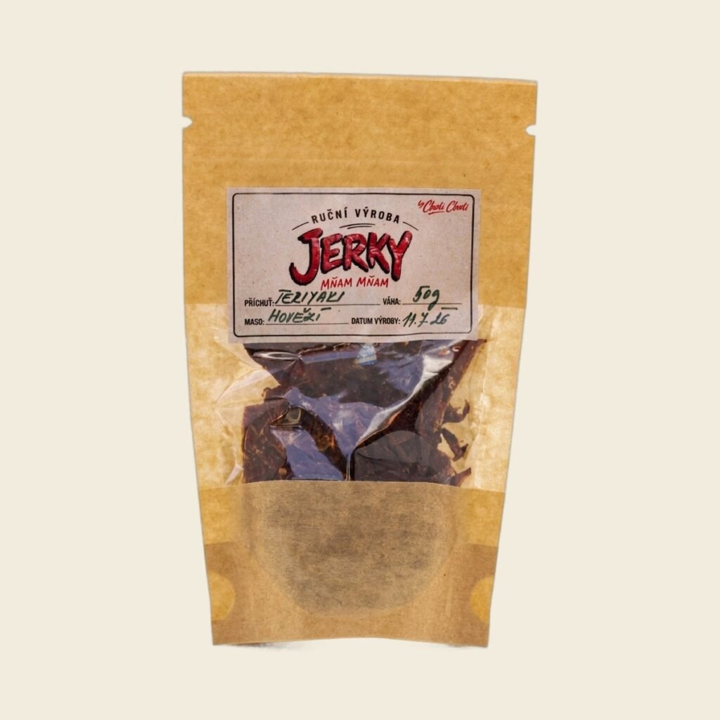 Sáček sušeného hovězího jerky s příchutí teriyaki
