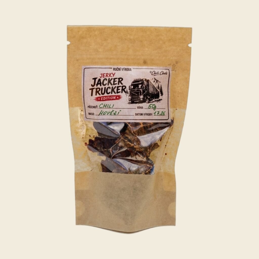 Uzené hovězí jerky Chilli, edice Jacker Trucker by Choli Choli, sáček 50 g